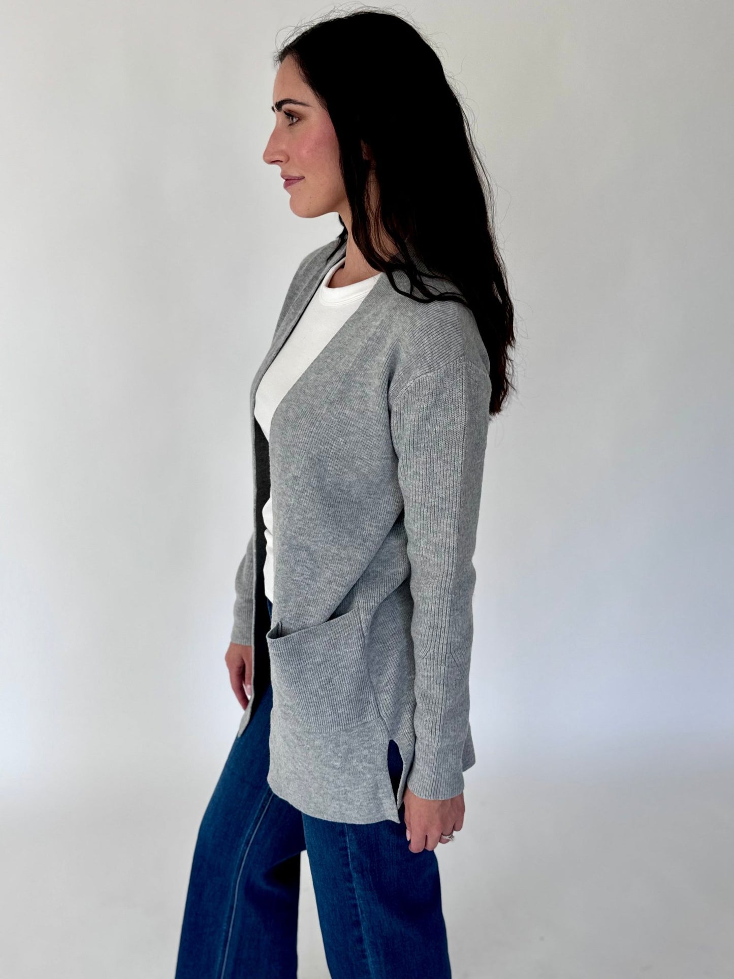 Hayden Grey Ribbed Cardigan