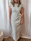 Caspian White/Navy Stripe Midi Dress