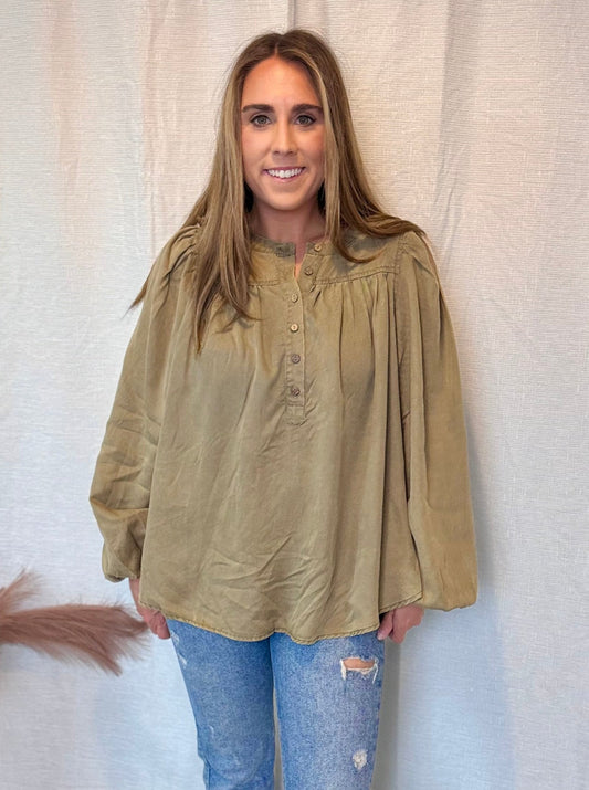 Olive Henley Blouse