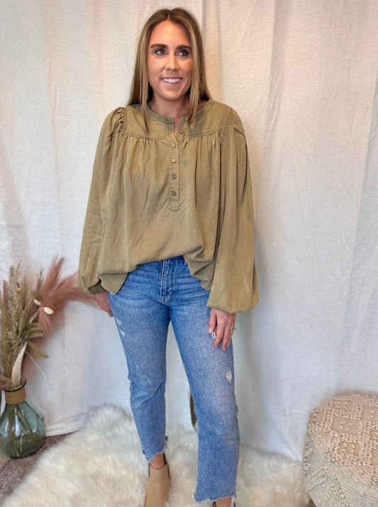 Olive Henley Blouse