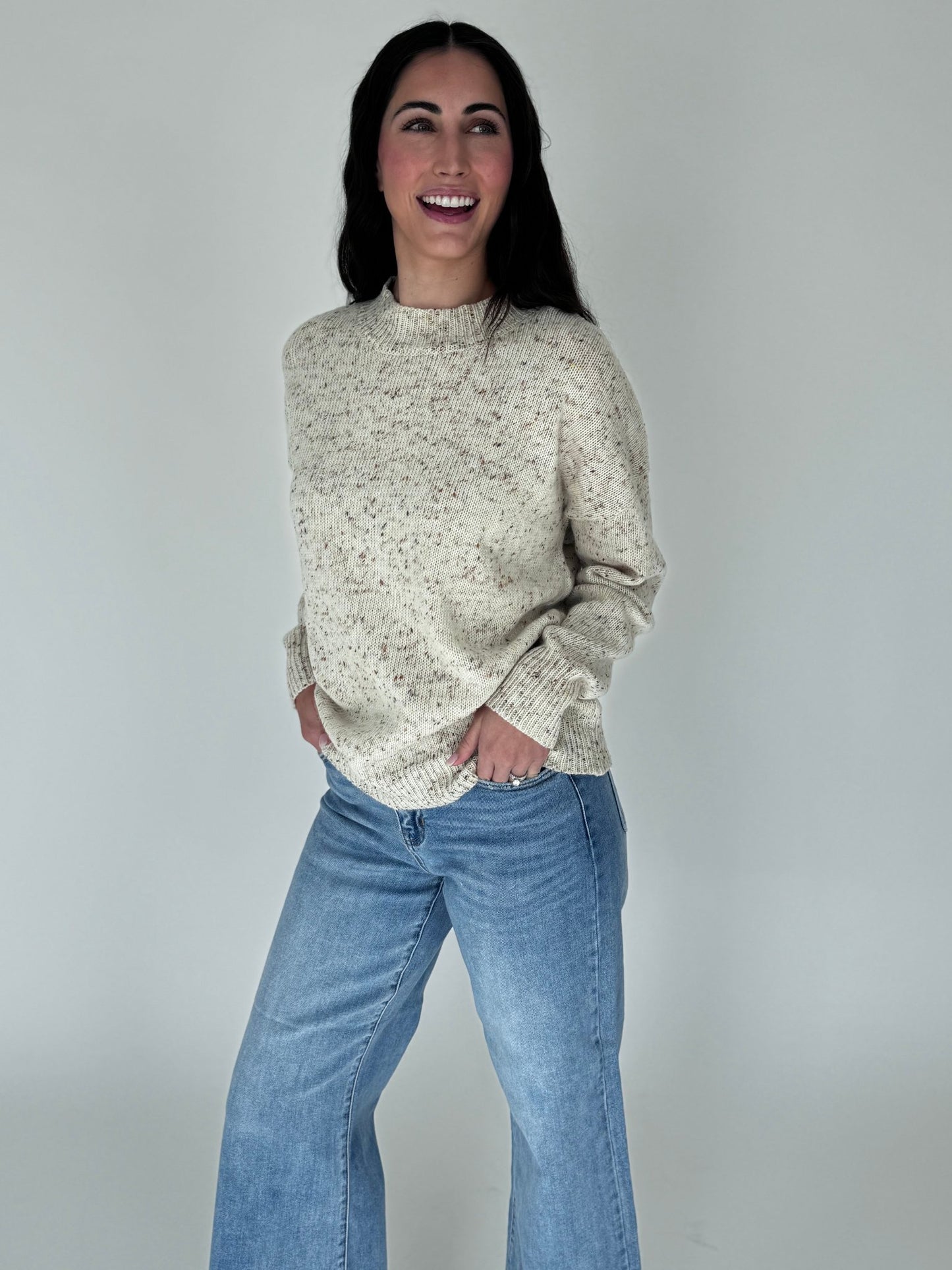 Demi Speckle Knit Mock NeckSweater