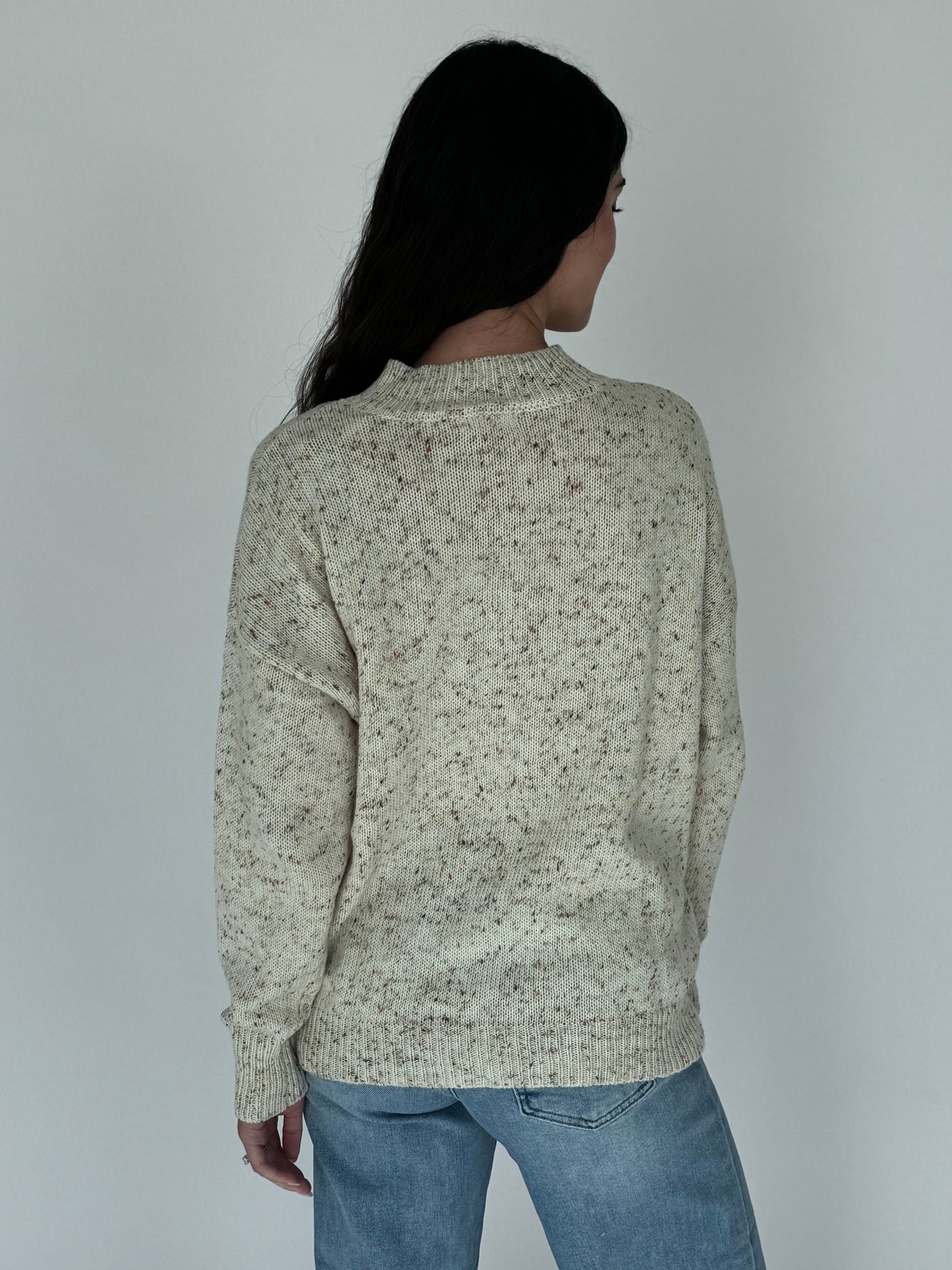 Demi Speckle Knit Mock NeckSweater