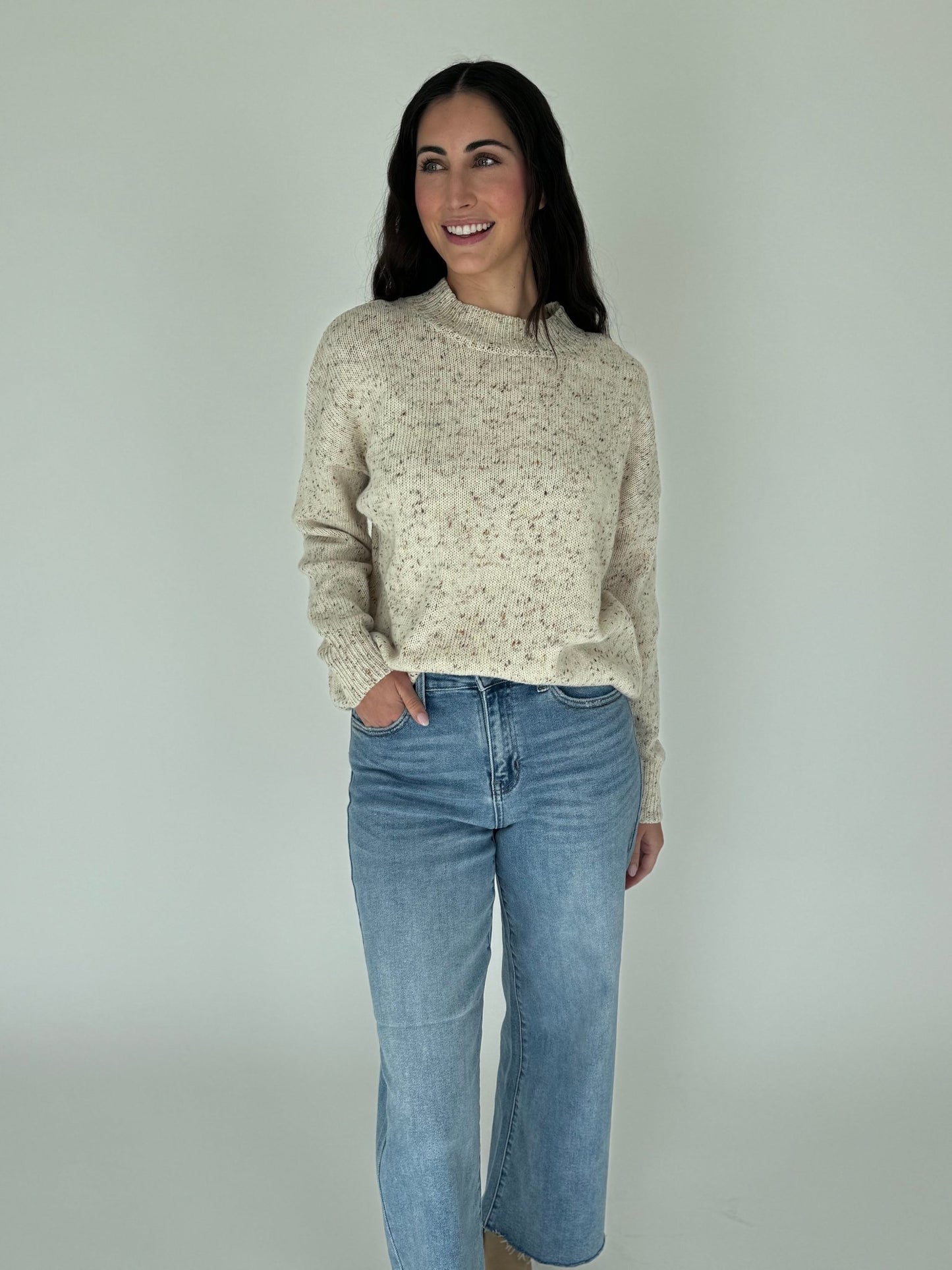 Demi Speckle Knit Mock NeckSweater