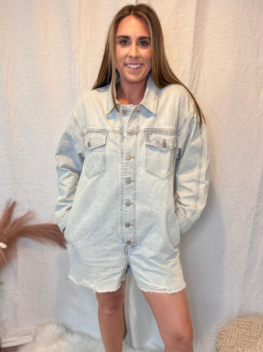 Nova Button Down Denim Romper