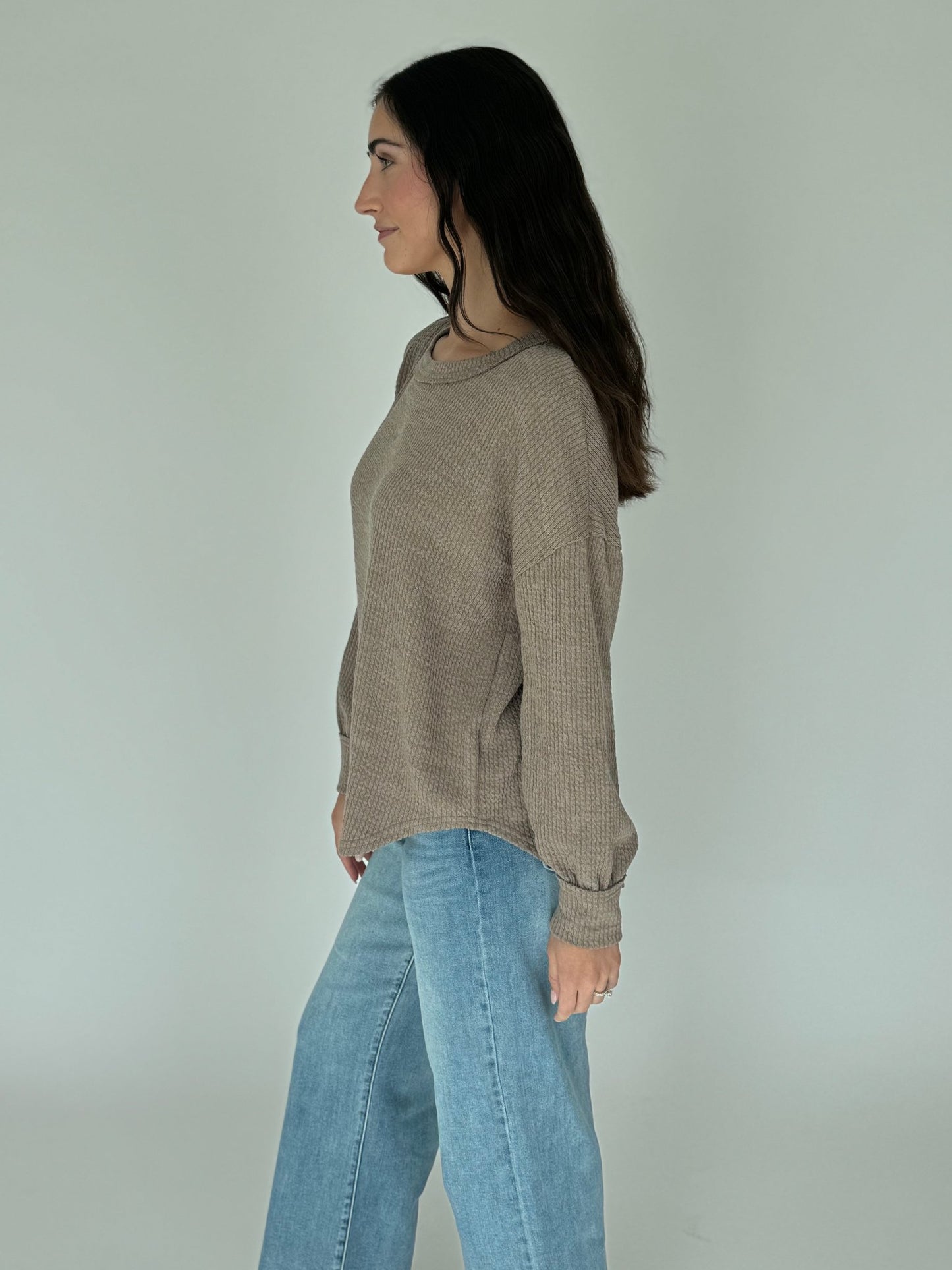 Arielle Mocha Crewneck Knit Top