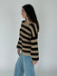 Marley Taupe & Black Stripe Sweater