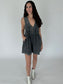 Selena Black Denim V-neck Romper