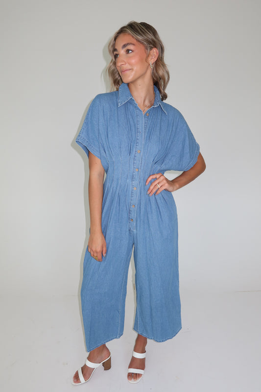 Mallory Denim Button Down Jumpsuit