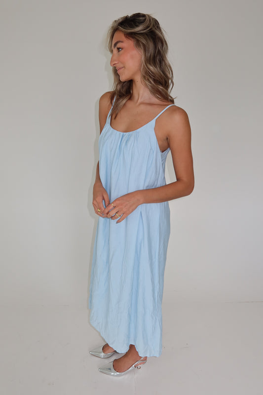 Brighton Blue Spaghetti Strap Maxi Dress