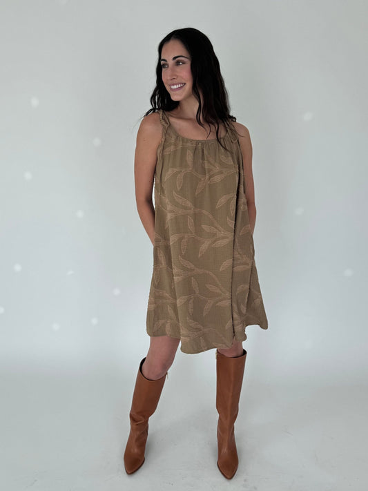 Dakota Tan Tie Strap Mini Dress