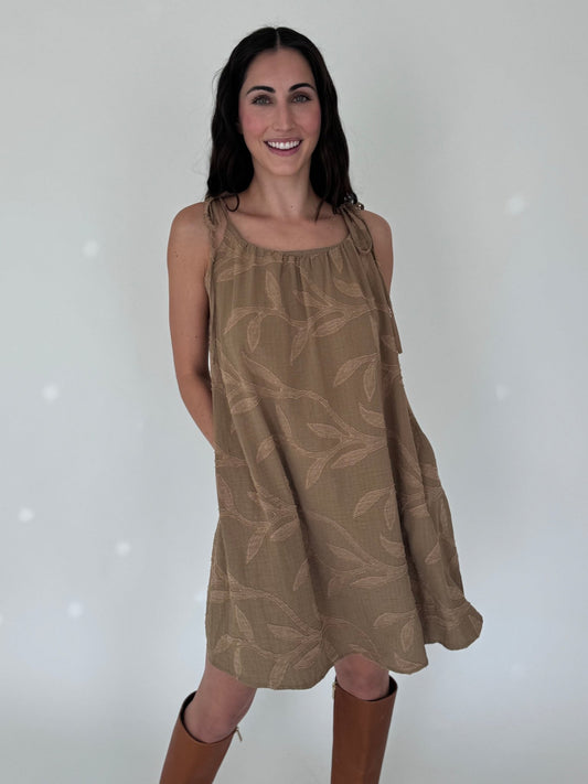 Dakota Tan Tie Strap Mini Dress