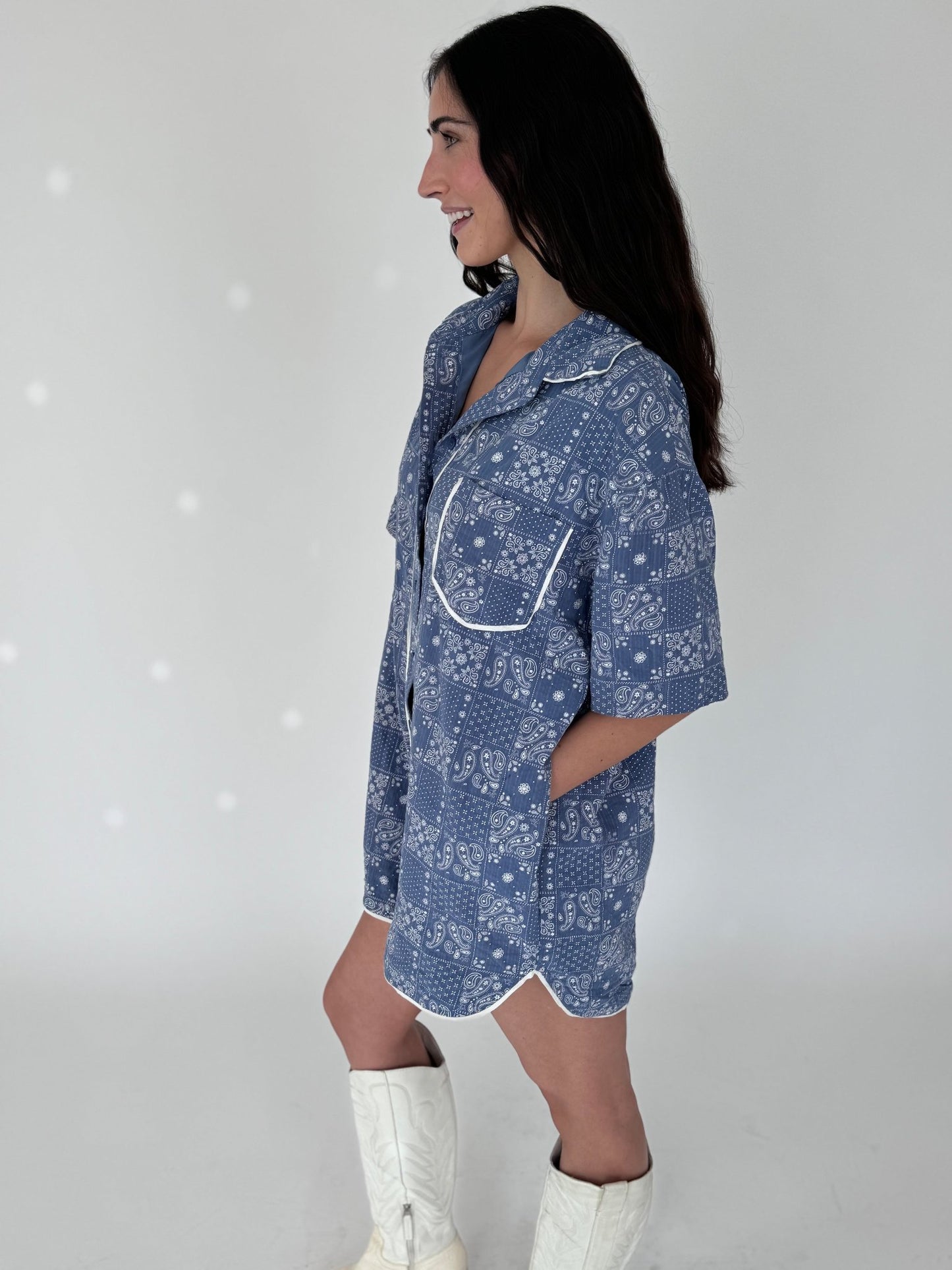 Gracie Blue Paisley Romper