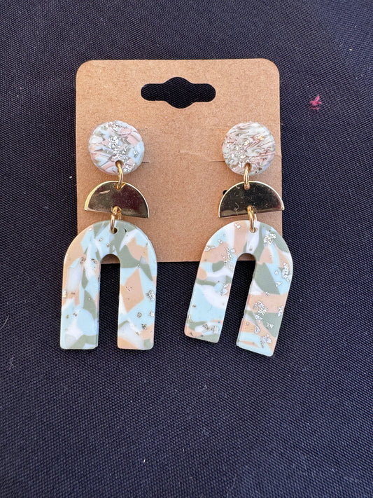 Multi Color Dangle Clay Earrings