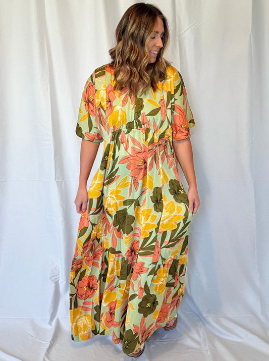Sage Multi Floral Maxi Dress