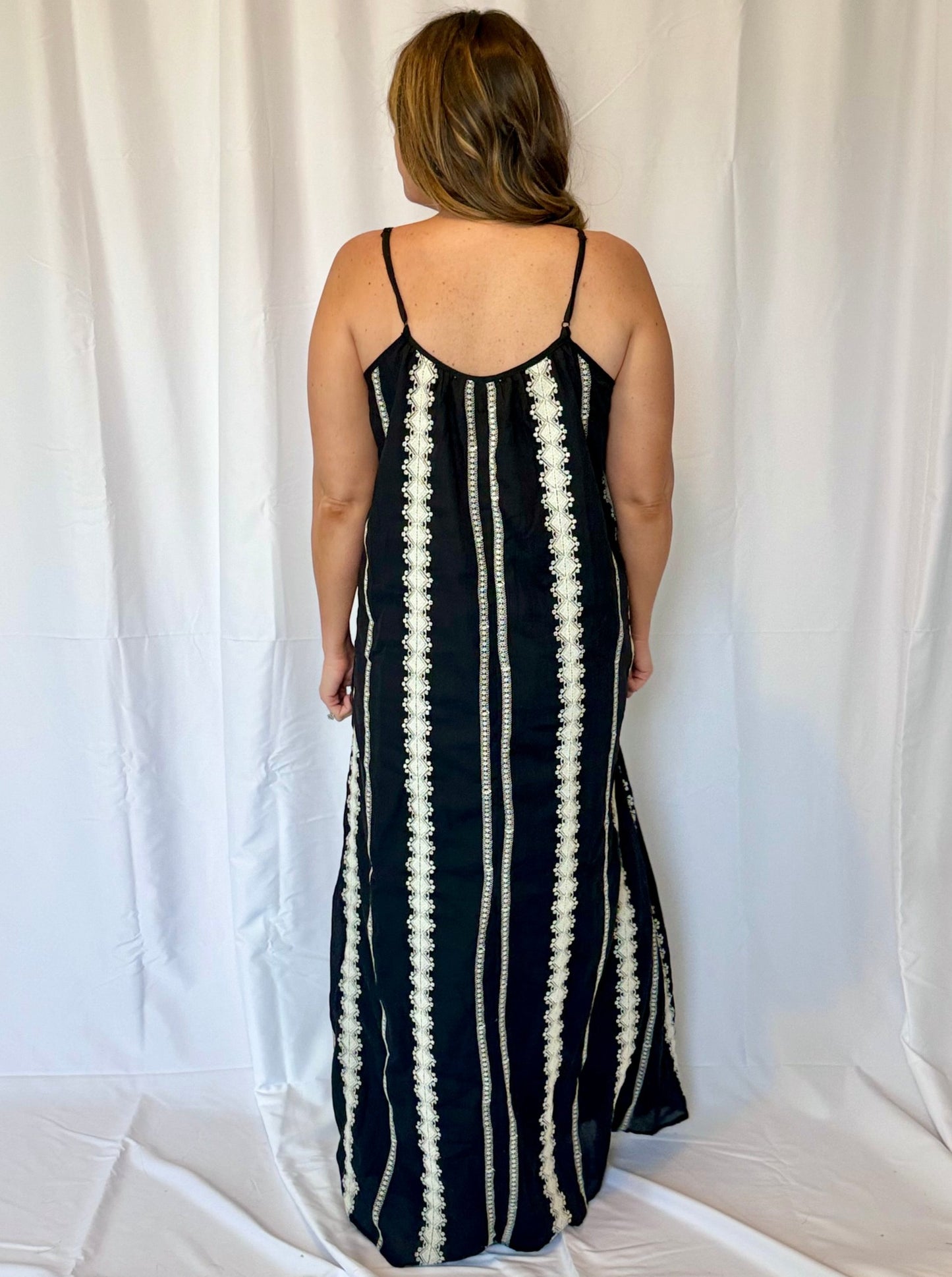Sonya Black Embroidered Tunic Maxi Dress