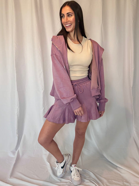 Lyla Dusty Purple Flare Shorts and Jacket Set
