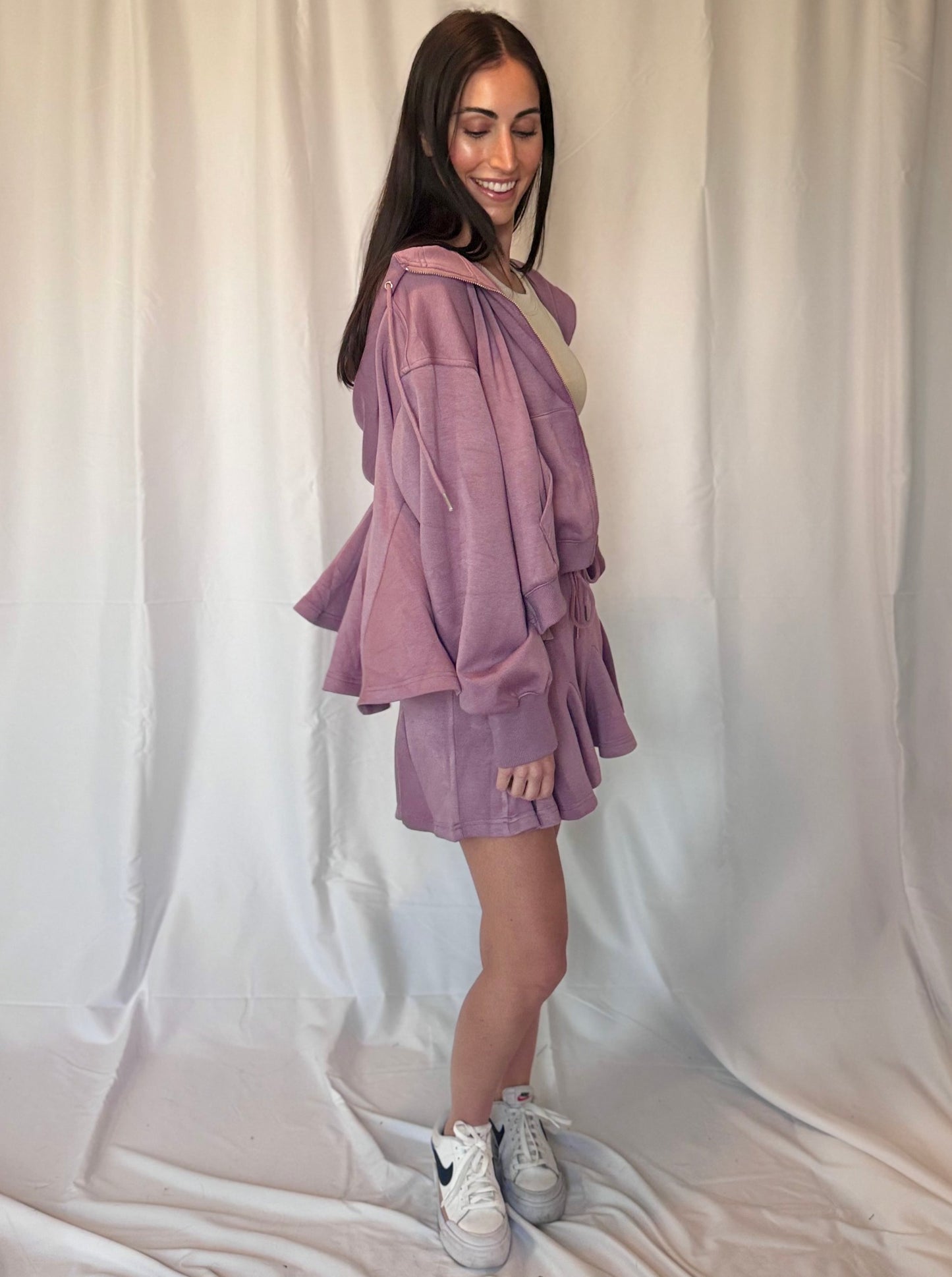 Lyla Dusty Purple Flare Shorts and Jacket Set