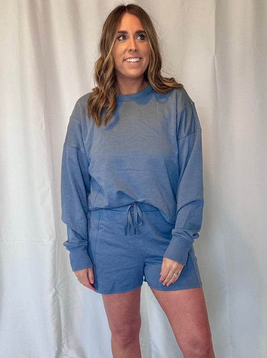 Madi Blue top and shorts matching set