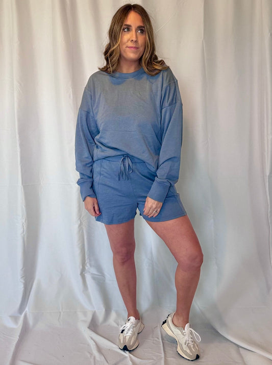 Madi Blue top and shorts matching set