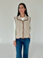 Lisa Brown & White Stripe Scallop Vest