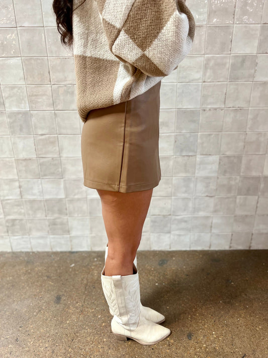 Emma Faux Leather Wrap Skort