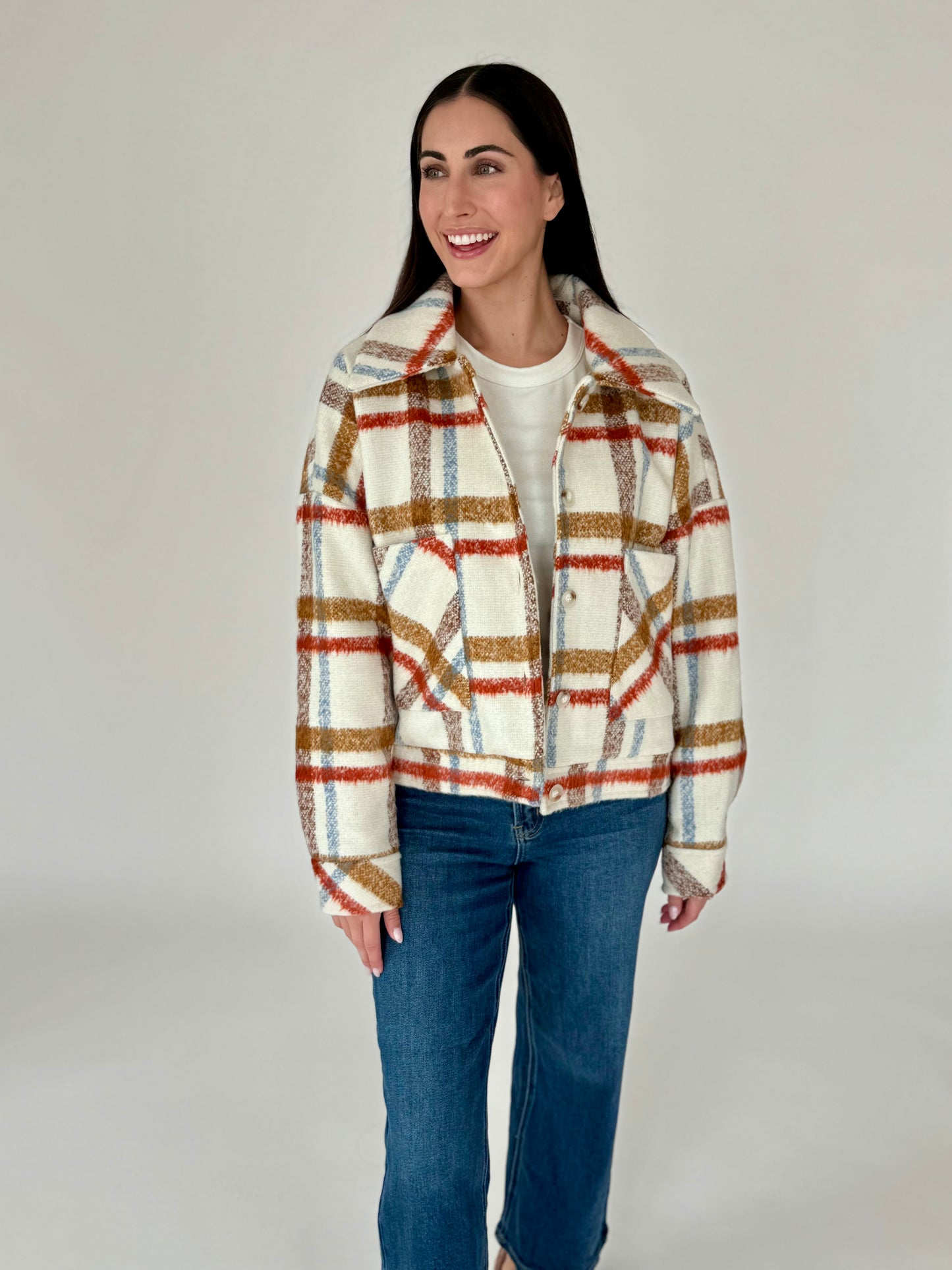 Jackie Multi Plaid Button Jacket