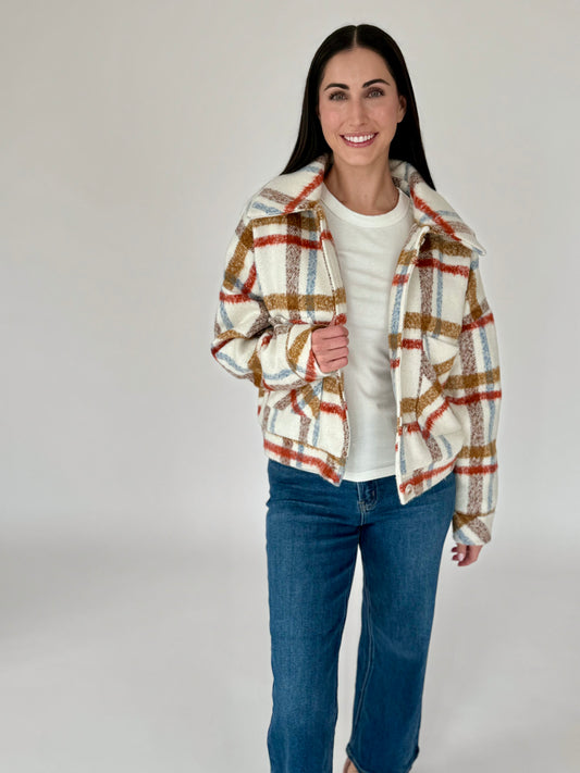 Jackie Multi Plaid Button Jacket