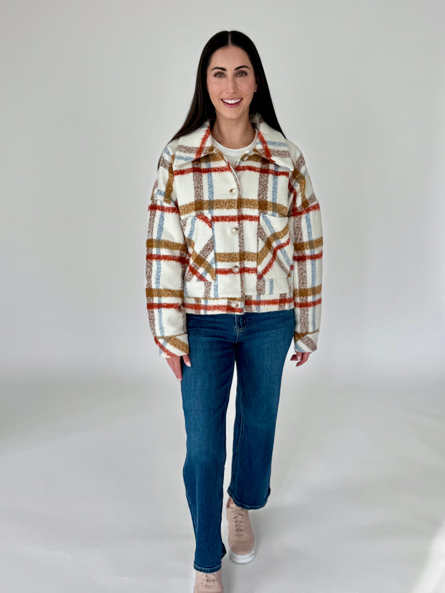 Jackie Multi Plaid Button Jacket