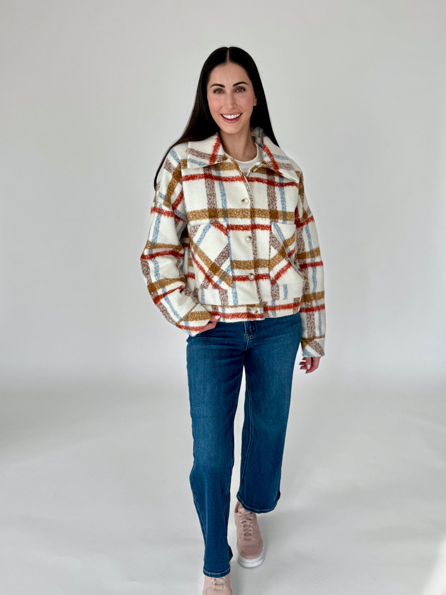 Jackie Multi Plaid Button Jacket