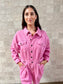 Everything I Love Long Sleeve Pink Denim Jumpsuit