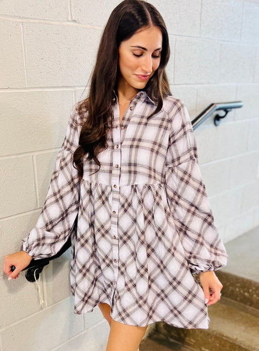 Chloe Mini Plaid Babydoll Dress