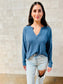 Harley Dusty Blue Knit Long Sleeve Top