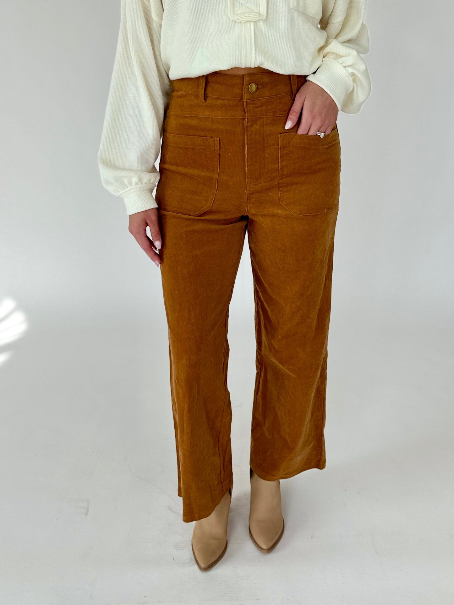 Angie Mocha Wide Leg Corduroy Pants