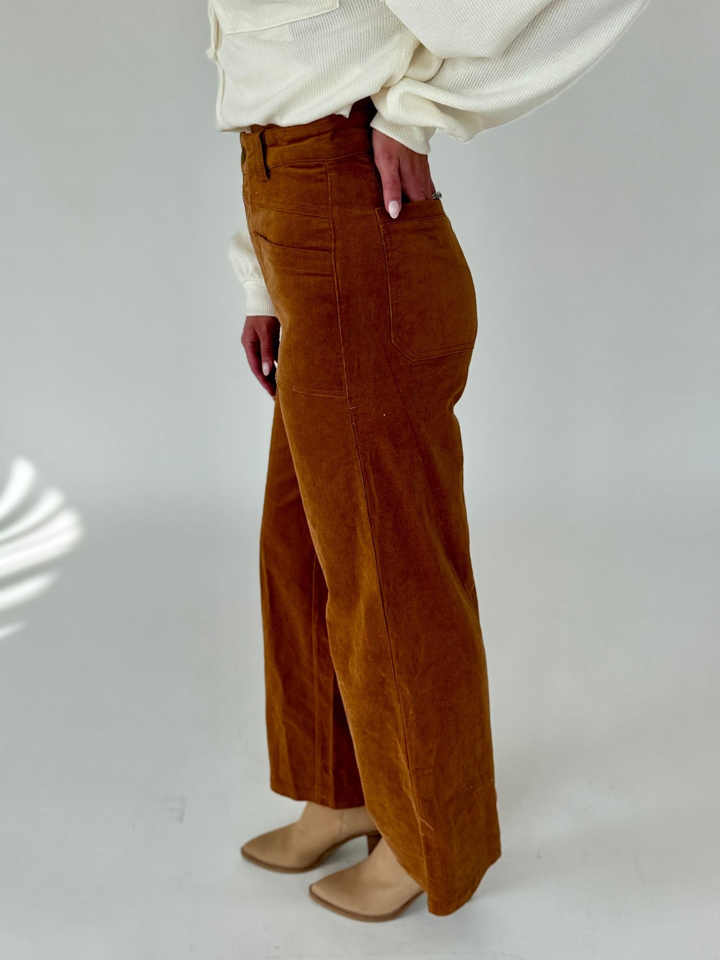 Angie Mocha Wide Leg Corduroy Pants