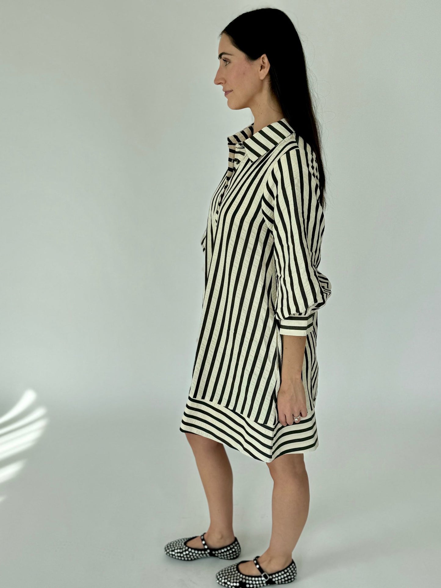 Addyson Black and White Stripe Babydoll Dress