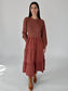 Molly Terracotta Mixed Sweater Midi Dress