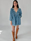 Valerie Long Sleeve Tie Denim Romper