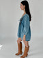 Valerie Long Sleeve Tie Denim Romper