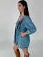 Valerie Long Sleeve Tie Denim Romper