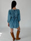 Valerie Long Sleeve Tie Denim Romper