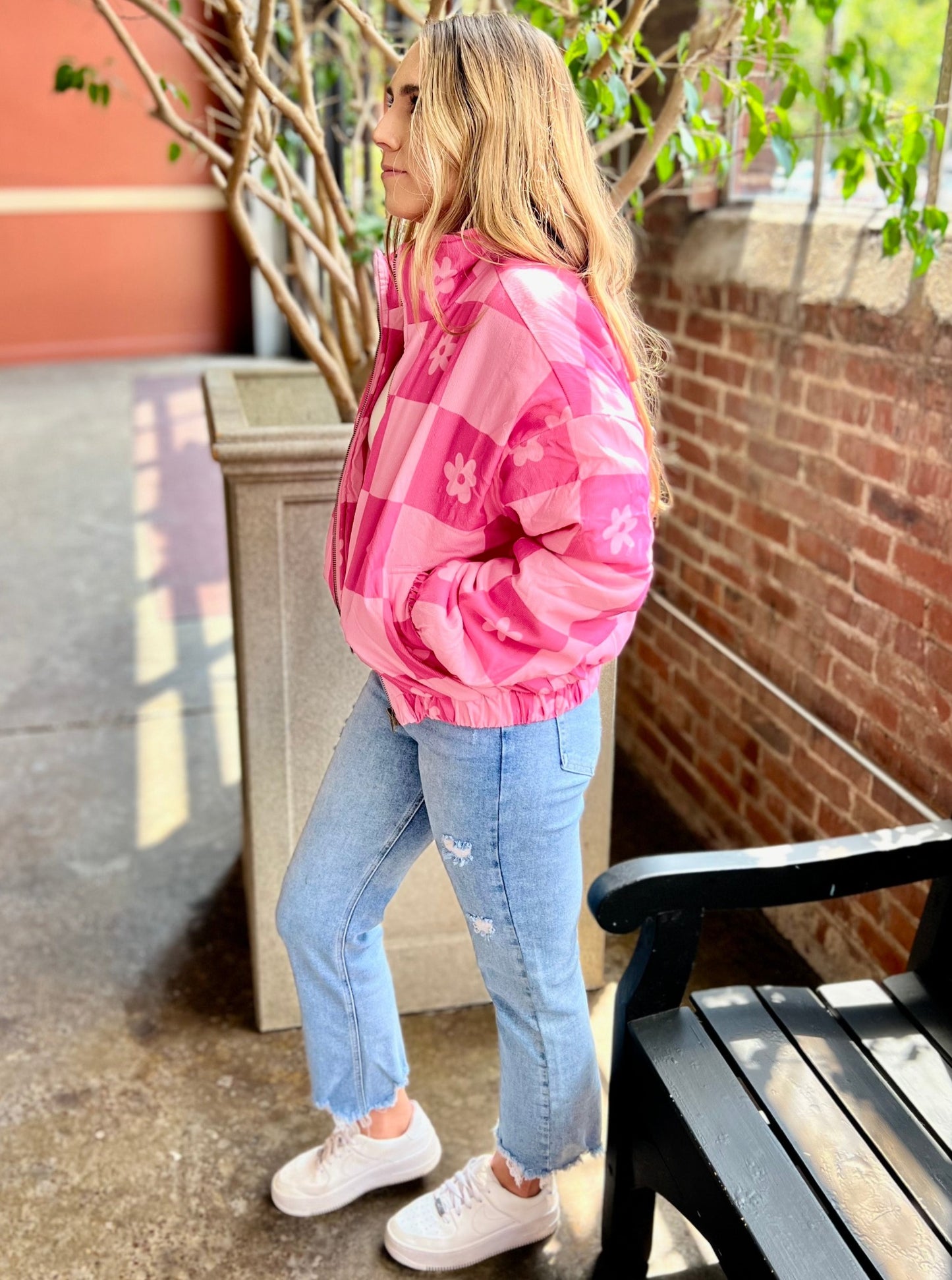 Polly Checkered and Floral Puffer Jacket