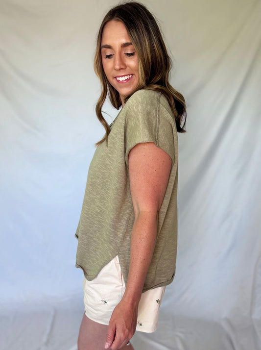 Ellie Sage Loose V-Neck Sweater Top