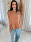 Nicole Mocha Sweater with Raw Hemline