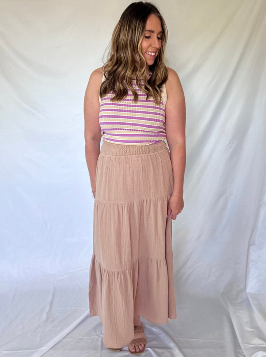 Taylor Stripe High Neck Tank Top