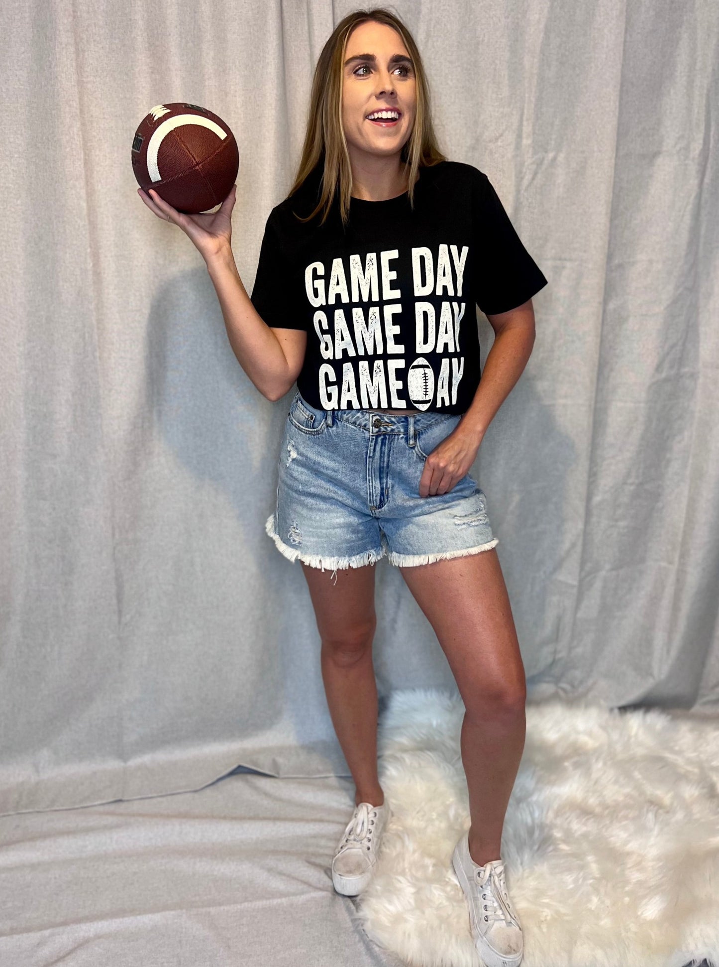 Game Day Football Black Graphic Tee