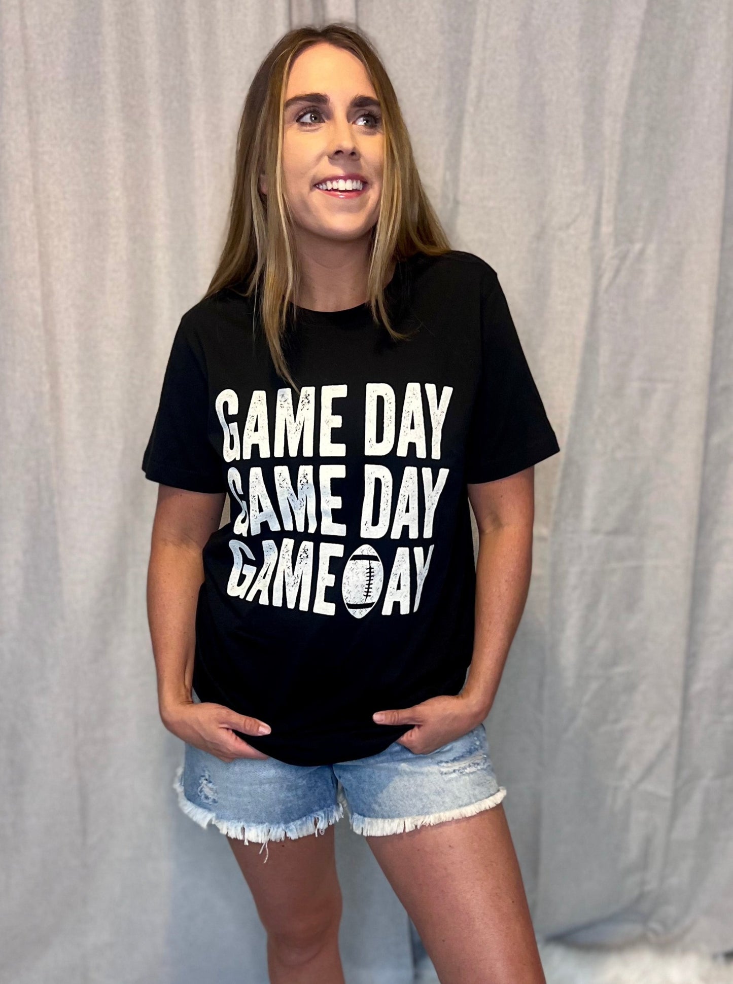 Game Day Football Black Graphic Tee