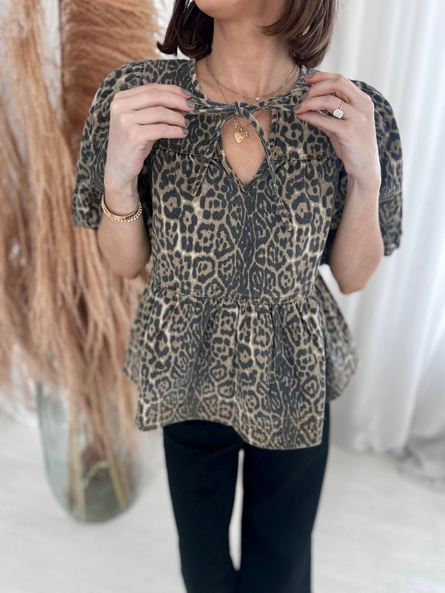 Amaya Cheetah Bow Tie Top