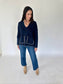 Maisie Ribbed Navy V-neck Sweater Top