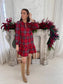 Be Merry Plaid Long Sleeve Ruffle Mini