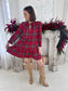 Be Merry Plaid Long Sleeve Ruffle Mini